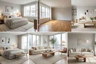 virtually stage empty rooms with realistic furniture