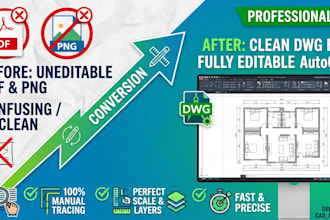 convert PDF, png, or hand sketch to dwg autocad file