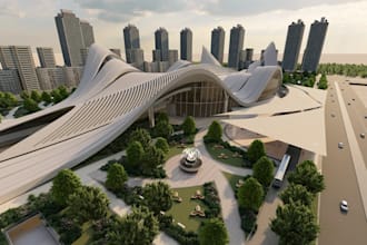 urban transit hub development,vertical transportation,3d walkthrough,vray render