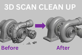 clean up 3d scan, repair mesh, fix stl file and reverse engineer to cad