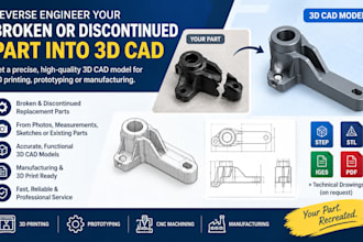 reverse engineer broken parts into 3d cad for replacement