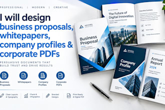 design business proposals, whitepapers, company profiles and corporate pdfs