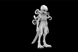 stl repair,monster creature design,collectible figure,horror art,obj for 3dprint