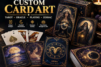 draw custom playing card, tarot card,  oracle card, or zodiac in any style