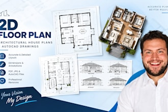 draw 2d floor plan, architectural house plans and autocad drawings