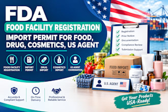 fda food facility registration, import permit for food, drug cosmetics, us agent