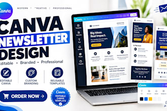design canva newsletter, email template and editable newsletter design