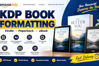 do expert book formatting for amazon KDP, kindle, and paperback