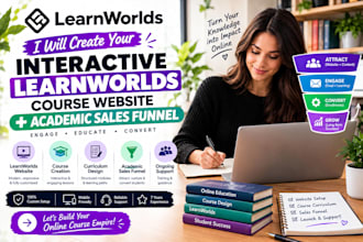 create an interactive learnworlds course website and academic sales funnel