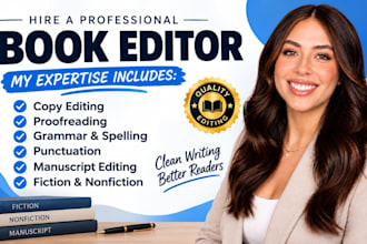 copy edit and proofread your book for grammar, spelling and punctuation