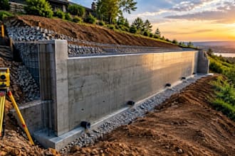 design retaining wall, foundation wall and shoring structural system