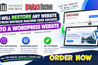 restore any website from wayback machine web archive to wordpress website