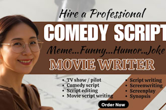 write laughable comedy script funny humour short stories adventure comedy series