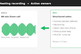 turn your meeting recording into fr or en notes with action owners