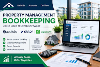 provide property management bookkeeping using appfolio, yardi, buildium