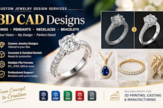 create custom 3d cad jewelry designs for rings pendants necklaces and bracelets