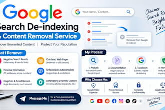 deindex defamatory google results, negative links, news articles and mugshots