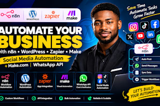 n8n wordpres automation zapier n8n social media automation make com whatsapp api