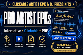design a label ready clickable artist epk and dj press kit and many more