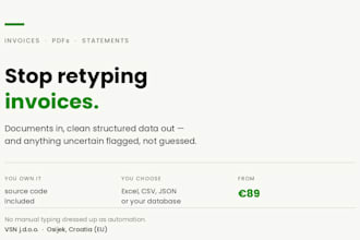 automate invoice and PDF data extraction into excel, CSV or database