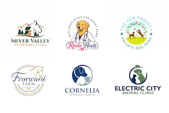 design pet, dog, cat or animal, and veterinary clinic logo