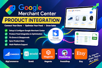 marchant center bigcommerce ecwid magento prestashop esty product integration
