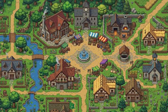 do top down pixel art games map rpg srpg tileset environment background