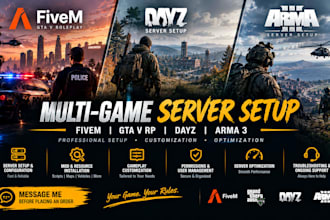 build fivem server setup, customization for gta v rp, dayz server setup, arma 3