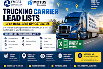 provide fresh trucking leads from fmcsa and motus databases