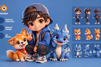 create 3d stylized chibi mascot and animal mascot characters with blender