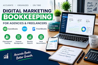 do digital marketing bookkeeping, quickbooks, xero and freshbooks