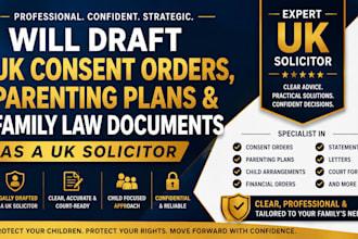 draft UK consent orders, parenting plans and family law documents a UK solicitor