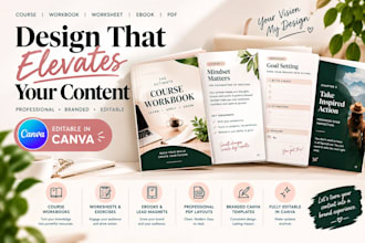 design a professional course workbook, worksheet and PDF in canva