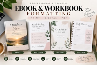 format your ebook workbook journal planner for print or digital