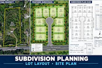 design subdivision plans, lot layouts, site plans and plot plans in cad for USA