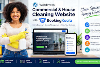 build commercial house and office cleaning wordpress bookingkoala website