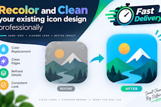 recolor and clean your existing icon design professionally