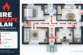 design fire escape plan evacuation plan exit plan 2d floor plan emergency plan