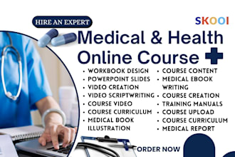 create medical online courses, workbooks, and training materials