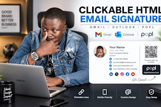 design modern clickable HTML email signature for gmail outlook and popl