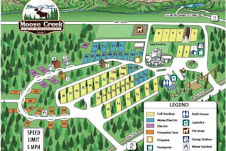 design rv park, campground, camping site and resort map with clear wayfinding