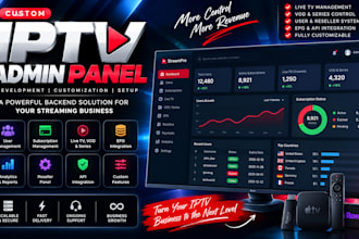 do custom iptv admin panel, iptv control panel, iptv dashboard, ott admin panel