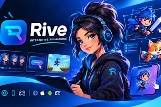 create custom interactive rive animations for web apps games and 2d characters