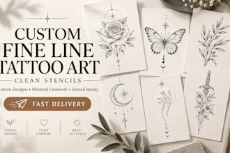 create custom fine line tattoo art and clean stencils