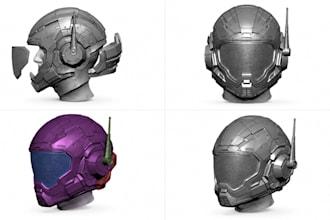 create 3d helmet design, stl cad model for 3d printing and manufacturing