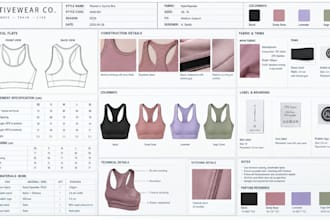 design women tech pack design top short sportswear tech pack specialist leggings