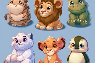 draw cute cartoon animal characters or mascot