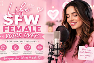 do nsfw female voice over, sensual, asmr, sfw, narration, voice acting 4u