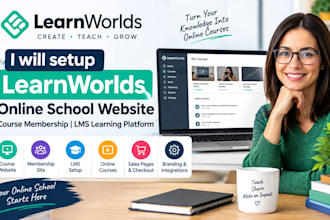setup learnworlds online school, course website, membership site, lms platform