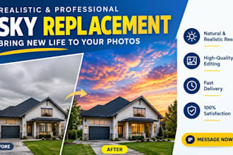 do professional sky replacement, photo editing, and background change